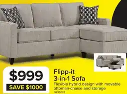 Leon's Flipp-it Sofa with Reversible Chaise/Ottoman - Platinum offer