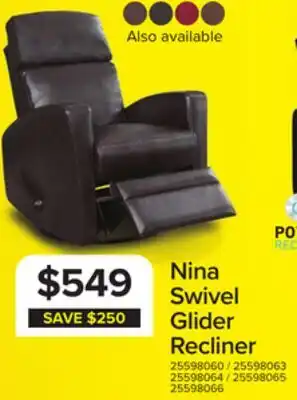 Leon's Nina Swivel Glider Recliner offer