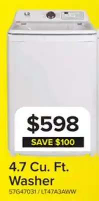 Leon's L2 White Top Load Electric Washer (4.7 Cu.ft) - LT47A3AWW offer