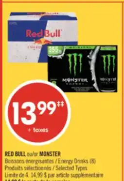 Pharmaprix RED BULL or MONSTER Energy Drinks offer