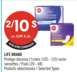 Pharmaprix LIFE BRAND Liners (105 - 135) or Pads (20 - 48) offer
