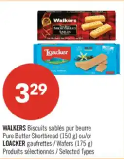 Pharmaprix WALKERS Biscuits sablés pur beurre Pure Butter Shortbread (150 g) or LOACKER Wafers (175 g) offer