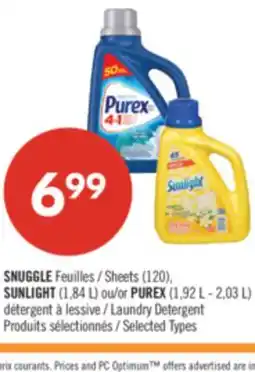 Pharmaprix SNUGGLE Sheets (120), SUNLIGHT (1,84 L) or PUREX (1,92 L - 2,03 L) Laundry Detergent offer