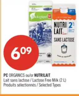 Pharmaprix PC ORGANICS or NUTRILAIT, Lactose Free Milk (2 L) offer