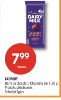 Pharmaprix CADBURY Chocolate Bar offer