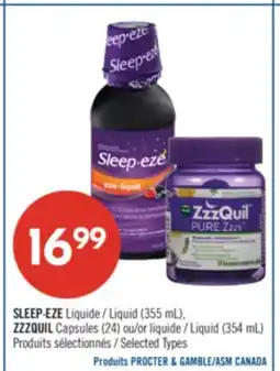 Pharmaprix SLEEP-EZE Liquid (355 mL), ZZZQUIL Capsules (24) or Liquid (354 mL) offer