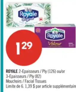 Pharmaprix ROYALE 2-Epaisseurs Ply (126) or Ply (82) Facial Tissues offer