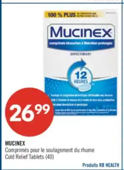 Pharmaprix MUCINEX Cold Relief Tablets (40) offer
