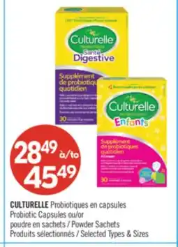 Pharmaprix CULTURELLE Probiotic Capsules or Powder Sachets offer