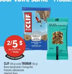 Pharmaprix CLIF (68 g) or TRUBAR (50 g) Energy Bar offer
