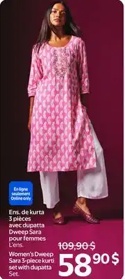 Walmart Ens. de kurta 3 pièces avec dupatta Sara Dweep pour femmes offer
