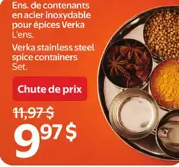 Walmart Ens. de contenants en acier inoxydable pour épices Verka offer