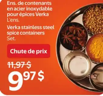 Walmart Ens. de contenants en acier inoxydable pour épices Verka offer