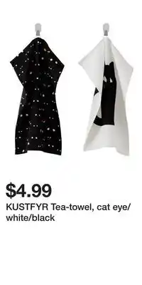IKEA KUSTFYR Tea-towel, cat eye/white/black offer