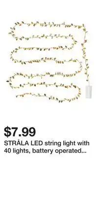 IKEA STRÅLA LED string light with 40 lights, battery operated leaf/gold-colour offer