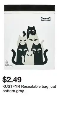 IKEA KUSTFYR Resealable bag, cat pattern gray offer