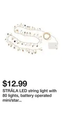 IKEA STRÅLA LED string light with 80 lights, battery operated mini/star gold-colour offer