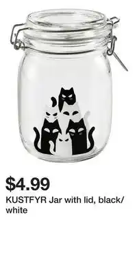 IKEA KUSTFYR Jar with lid, black/white offer