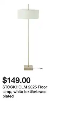 IKEA STOCKHOLM 2025 Floor lamp, white textile/brass plated offer