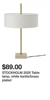 IKEA STOCKHOLM 2025 Table lamp, white textile/brass plated offer