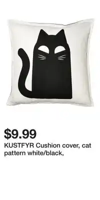 IKEA KUSTFYR Cushion cover, cat pattern white/black offer