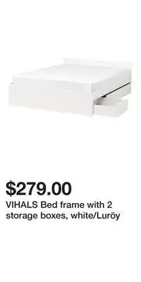 IKEA VIHALS Bed frame with 2 storage boxes, white/Luröy offer