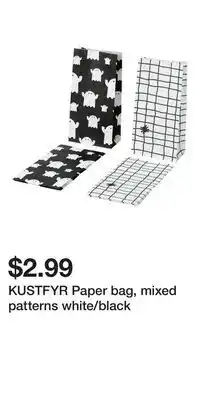 IKEA KUSTFYR Paper bag, mixed patterns white/black offer