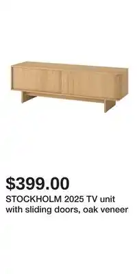 IKEA STOCKHOLM 2025 TV unit with sliding doors, oak veneer offer