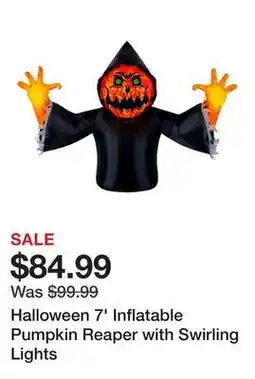 TSC Stores Halloween 7' Inflatable Pumpkin Reaper with Swirling Lights offer