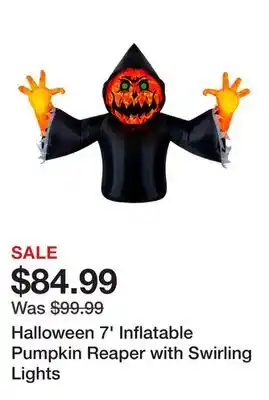 TSC Stores Halloween 7' Inflatable Pumpkin Reaper with Swirling Lights offer