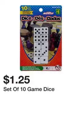 Dollarama Set Of 10 Game Dice offer