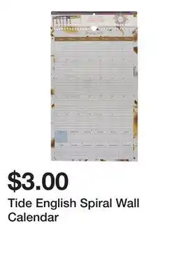Dollarama Tide English Spiral Wall Calendar offer