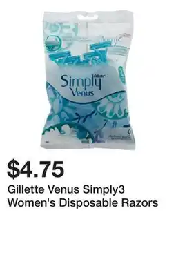 Dollarama Gillette Venus Simply3 Women's Disposable Razors offer