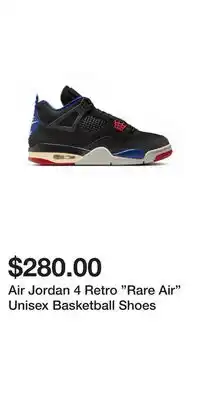 Sport Chek Air Jordan 4 Retro Rare Air Unisex Basketball Shoes offer