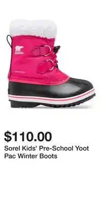 Sport Chek Sorel Kids' Pre-School Yoot Pac Winter Boots offer