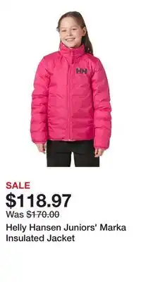 Sport Chek Helly Hansen Juniors' Marka Insulated Jacket offer