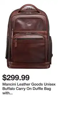 Mark's Mancini Leather Goods Unisex Buffalo Carry On Duffle Bag with Laptop Compartment offer
