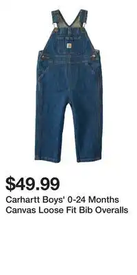 Mark's Carhartt Boys' 0-24 Months Canvas Loose Fit Bib Overalls offer