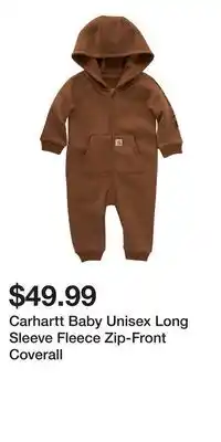 Mark's Carhartt Baby Unisex Long Sleeve Fleece Zip-Front Coverall offer