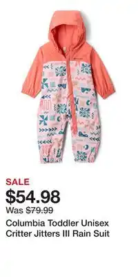 Mark's Columbia Toddler Unisex Critter Jitters III Rain Suit offer