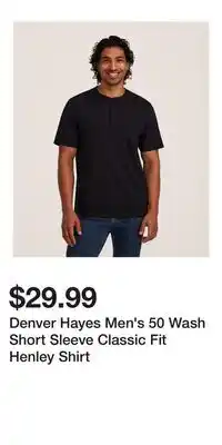 Mark's Denver Hayes Men's 50 Wash Short Sleeve Classic Fit Henley Shirt offer