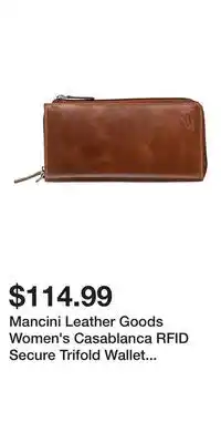 Mark's Mancini Leather Goods Women's Casablanca RFID Secure Trifold Wallet Cognac offer