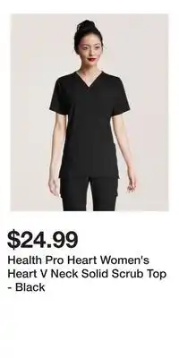Mark's Health Pro Heart Women's Heart V Neck Solid Scrub Top - Black offer