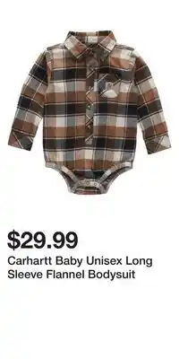 Mark's Carhartt Baby Unisex Long Sleeve Flannel Bodysuit offer