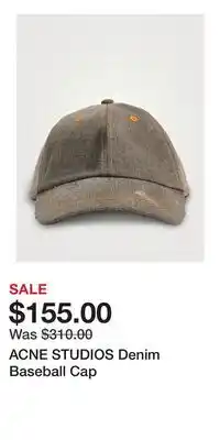 Holt Renfrew ACNE STUDIOS Denim Baseball Cap offer