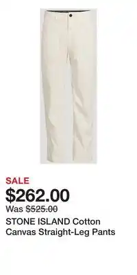 Holt Renfrew STONE ISLAND Cotton Canvas Straight-Leg Pants offer