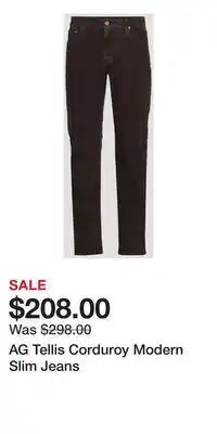 Holt Renfrew AG Tellis Corduroy Modern Slim Jeans offer
