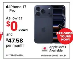 Visions Electronics iPhone 17 Pro AppleCare + offer