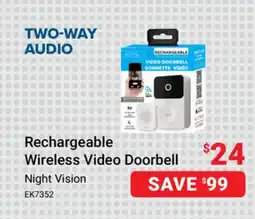 Visions Electronics Night Vision EK7352 Rechargeable Wireless Video Doorbell offer