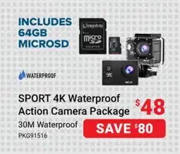 Visions Electronics 30M PKG91516 SPORT 4K Waterproof Action Camera Package offer